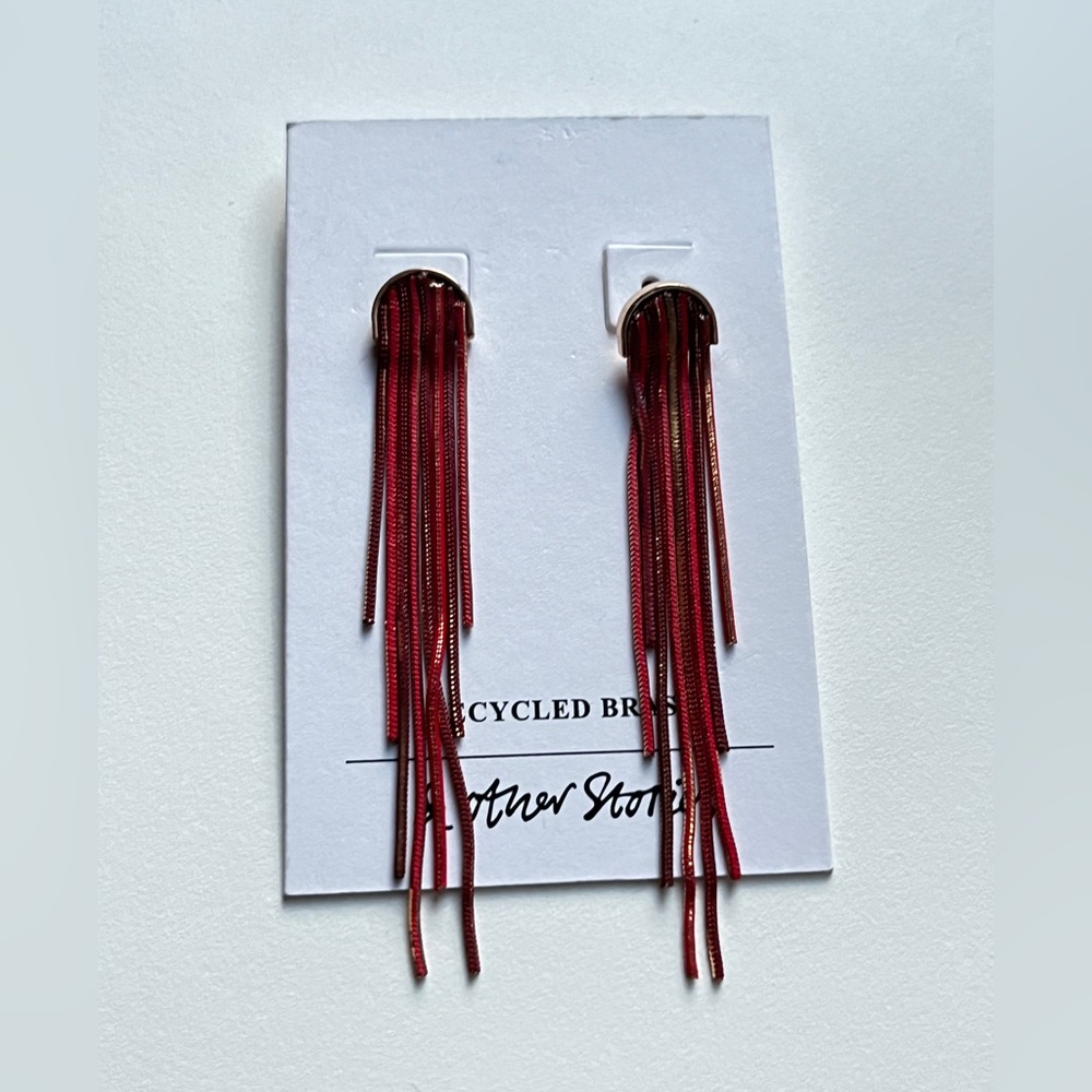 & Other Stories Red Fringe Earrings